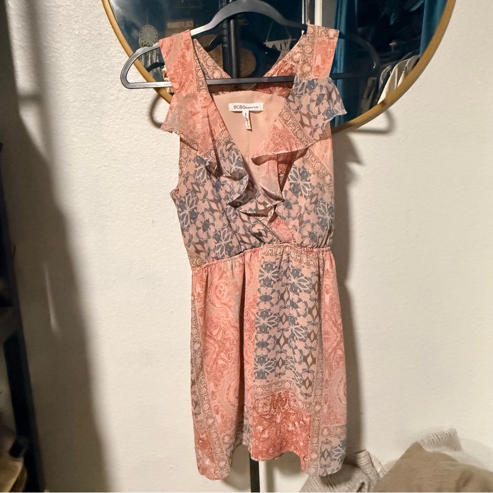 BCBGeneration Paisley Print Dress in Pink and Blue